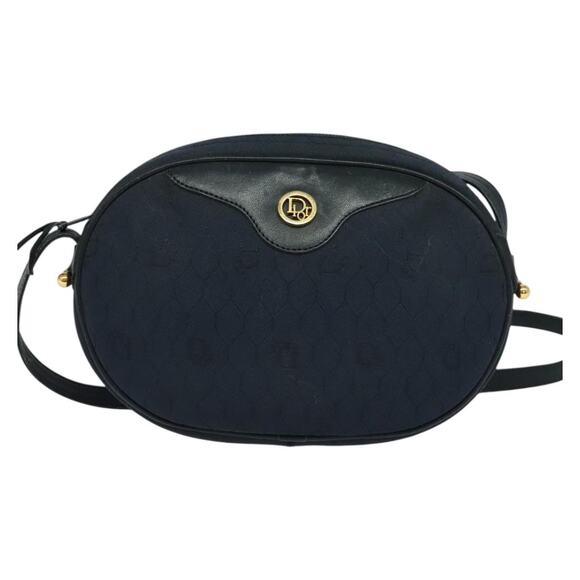 DIOR Honeycomb Canvas Shoulder Bag Gold Navy - Picture 2 of 12